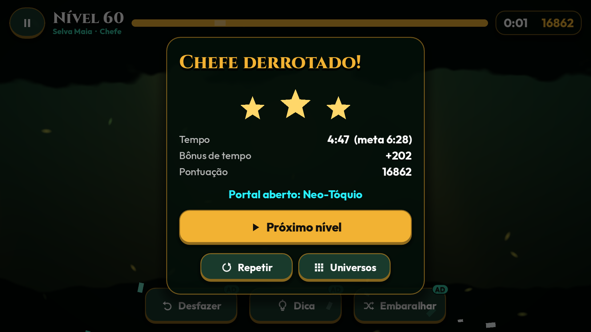 Tela de vitória
